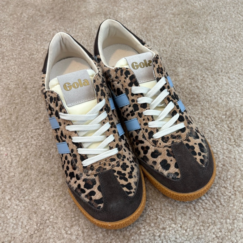 Brand New Gola Elan Anthropologie Sneakers Size 9.5 Leopard Dark Brown Air 40.5 - Picture 3 of 9